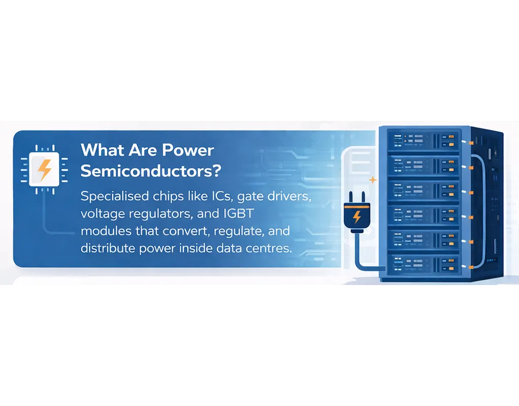 Introduction to Power Semiconductors in Data Centers Distorted visual introducing power semiconductor concepts in data centers