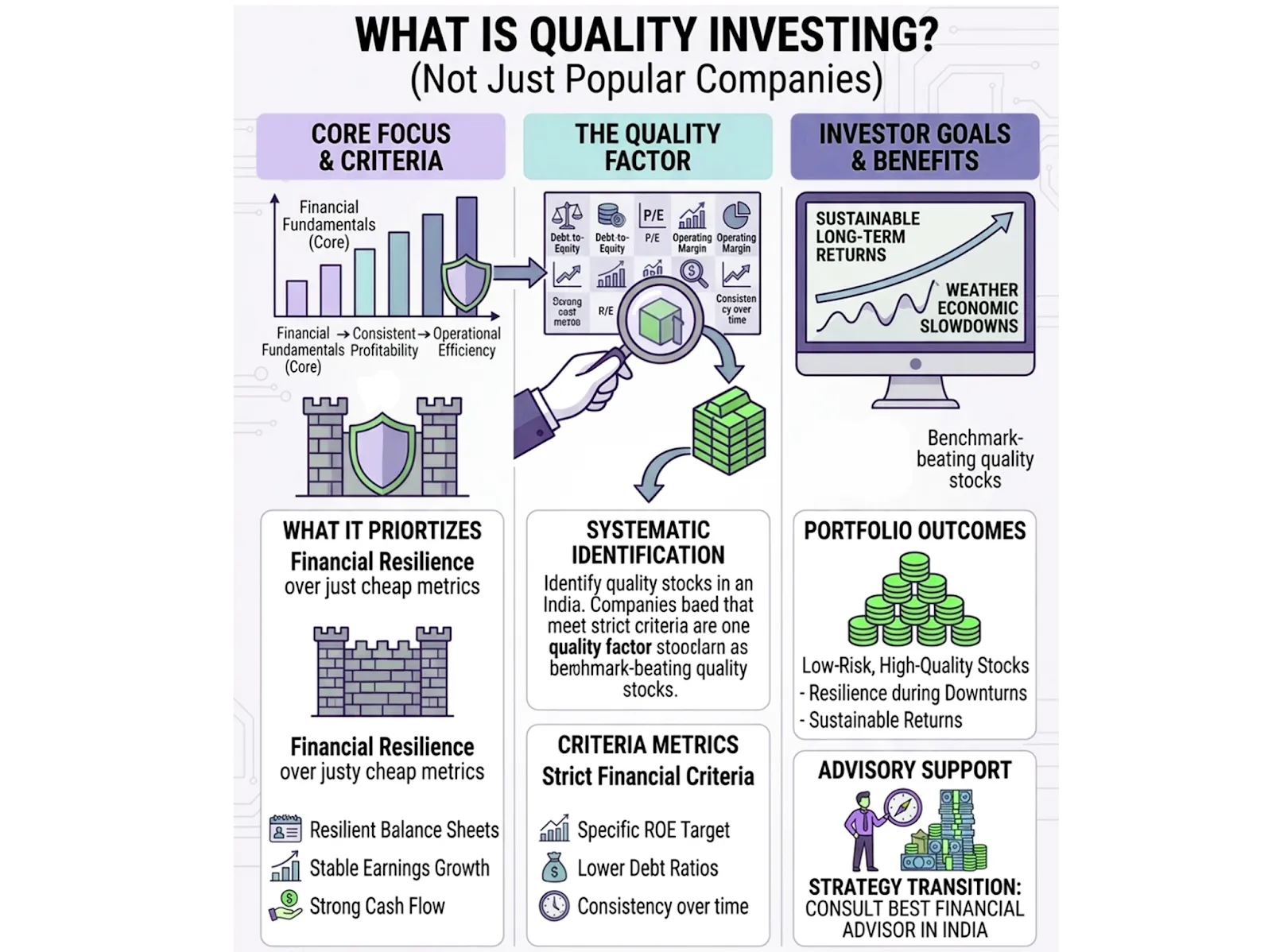 Active portfolio management building a quality factor stock portfolio for long-term wealth creation
