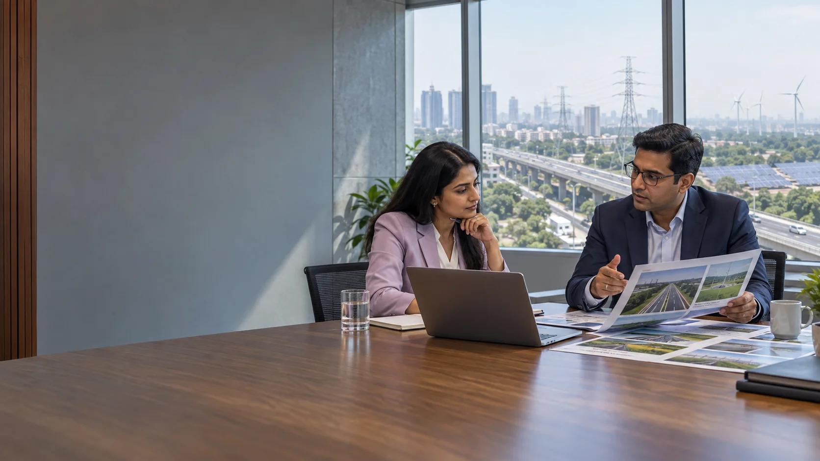 Indian professionals evaluating an infrastructure investment portfolio